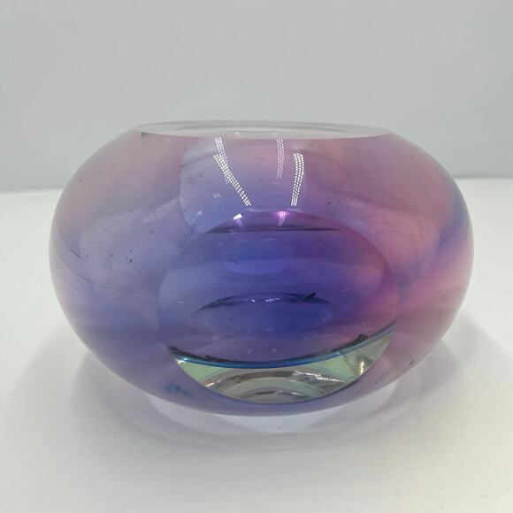 Sommerso Art Decorative Glass Vase Murano Style Ombre Purple/Blue 7"x6" - Picture 7 of 10